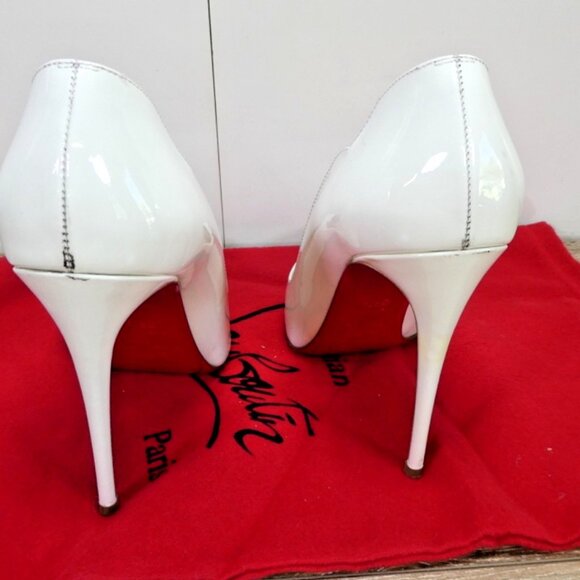Christian Louboutin White Patent Leather Hot Chick Pumps - Picture 4 of 7